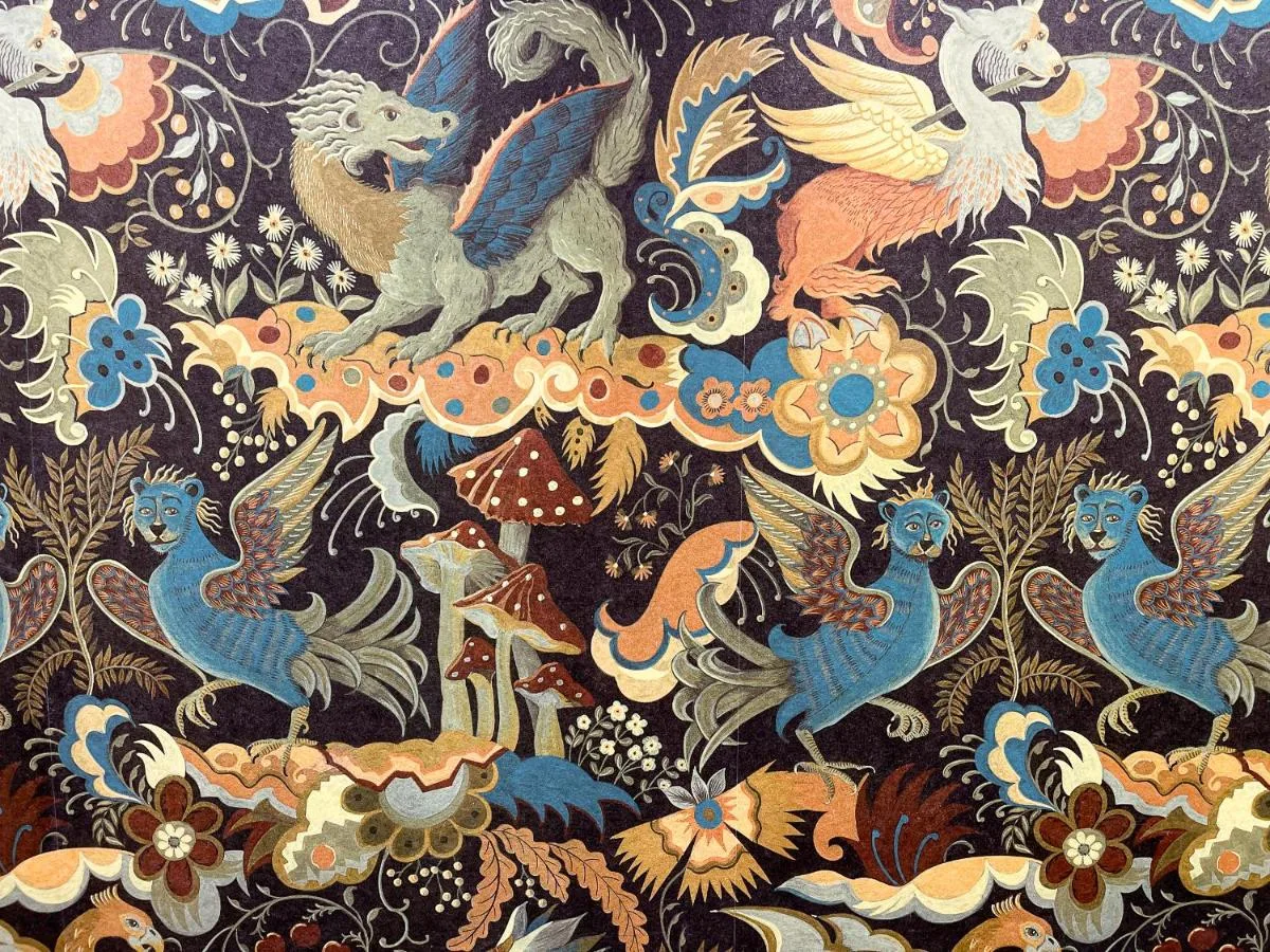 a painting of birds and flowers on a wall at Sun Street Hotel Shoreditch in London